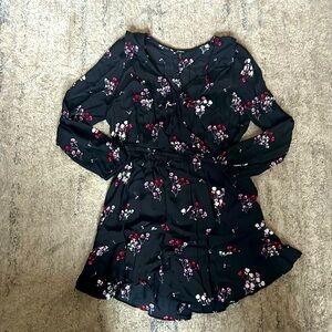 Long sleeve black floral dress